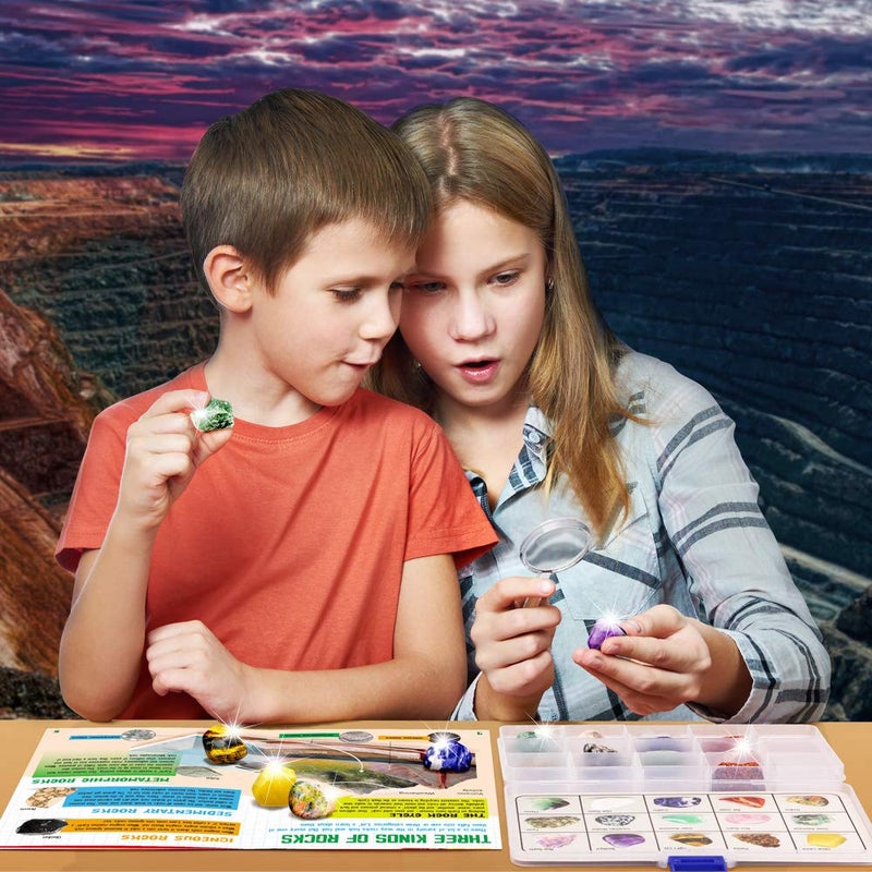 XX Rocks Collection - 15-Piece Rock Collections for Kids - Cool Geology Gem Kit with Identification Sheet - Gemstones Set Box with Learning Guide and Storage Case - Educational Gift for Kid - Image 5